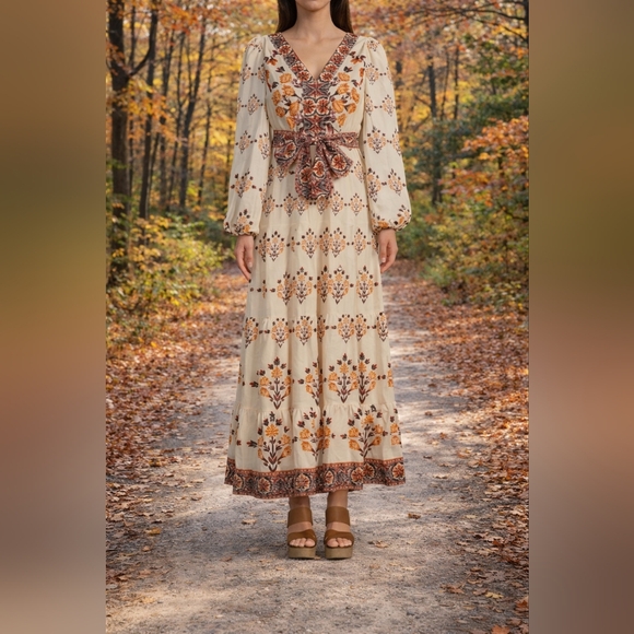 A Loves A Dresses & Skirts - A Loves A Maxi Dress NWT – Floral Neutral Boho Tiered